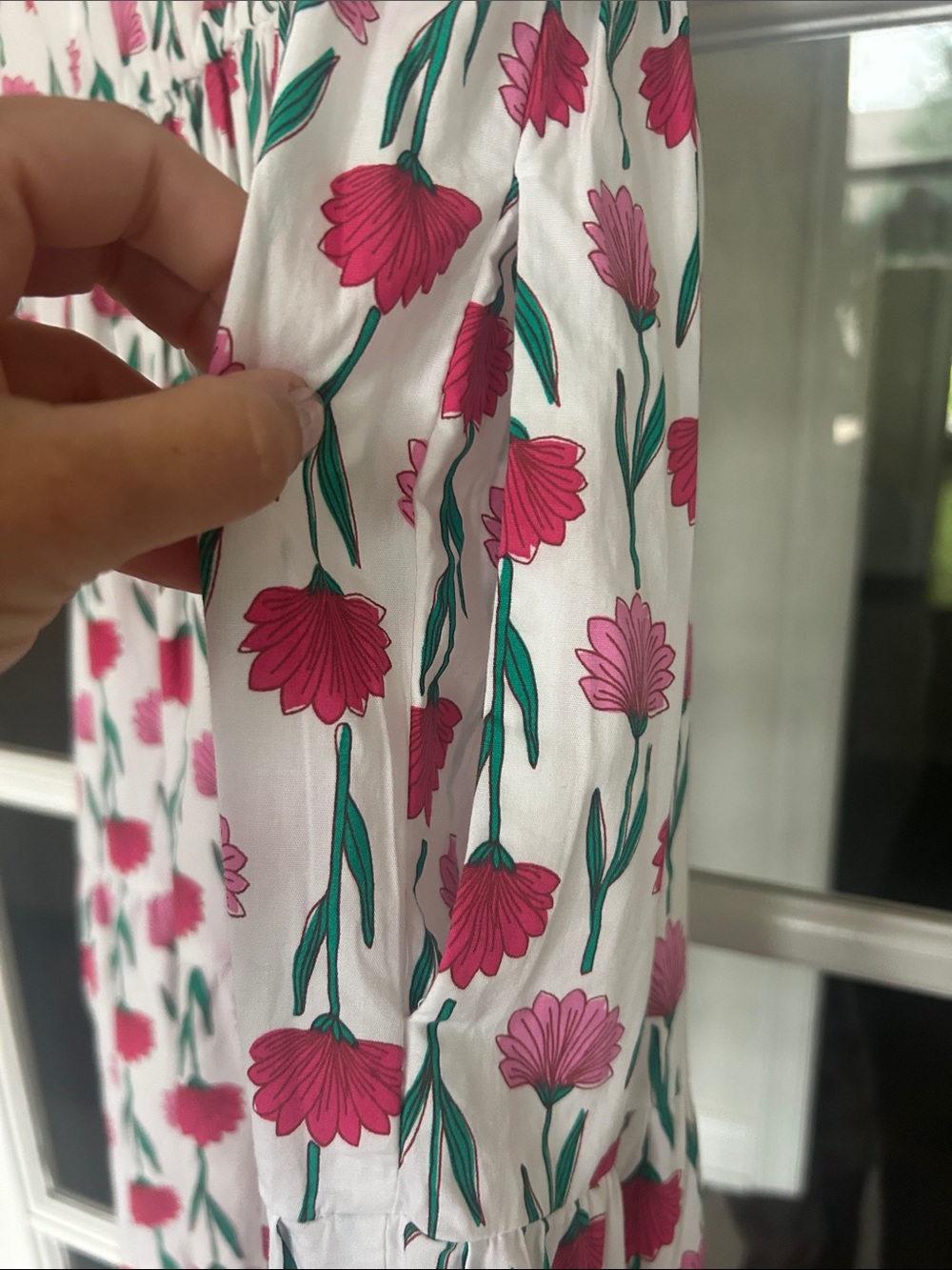 J. Crew White Maxi Dress with Pink Floral Pattern - Picture 5 of 6